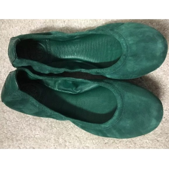 Tory Burch size 6.5 eddie flats green - Picture 1 of 8